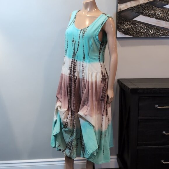 Today's Designer Tie Dye Midi Dress Sleeveless Beach Long Lagenlook Summer - Picture 11 of 16